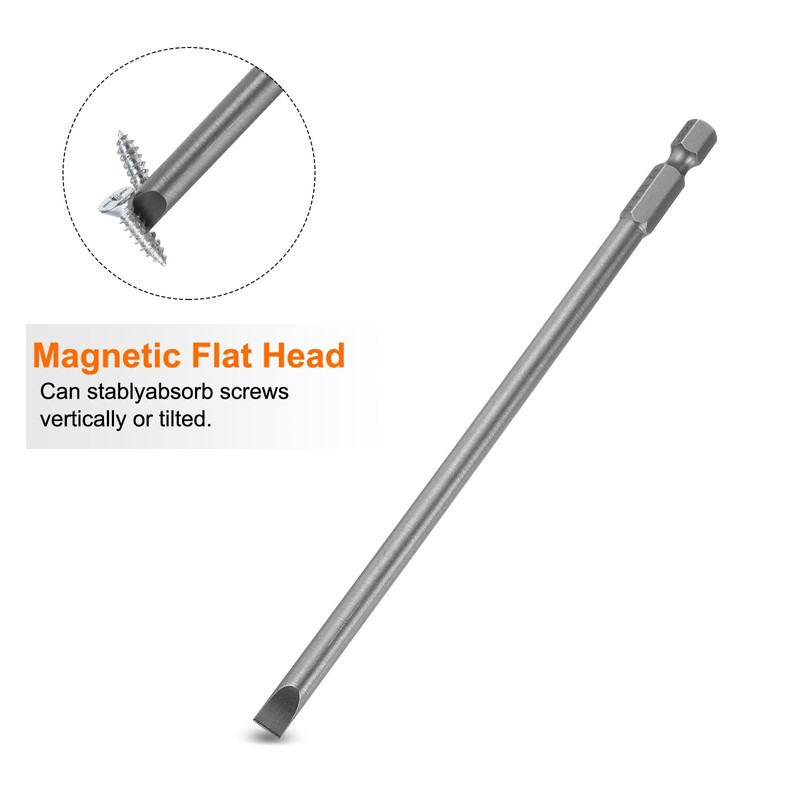 HARFINGTON 5pcs SL6 Magnetic Slotted Screwdriver Bits 6mm S2 Steel