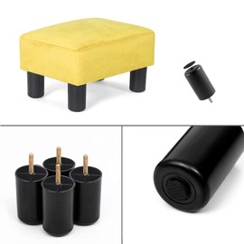 DECO DE VILLE Small Rectangle Footstools and Ottomans, 15" Yellow Velvet Fabric Footrest Under Desk