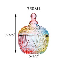 Danmu 1Pc Colorful Glass Storage Jar with Lid Candy Cookie Jar Jewelry Box Buffet Jar Biscuit Containers (750ml / 26oz)