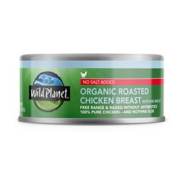Wild Planet Organic Roasted Chicken Breast with Rib Meat, Skinless and Boneless, No Salt Added, 5 Ounce (Pack of 12)