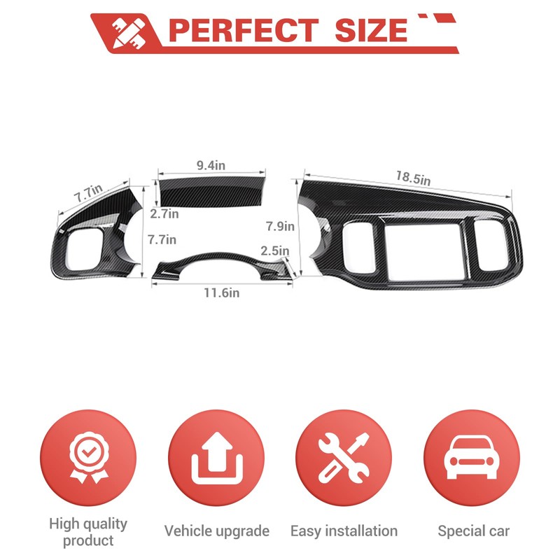 amayum Carbon Fiber Center Console Dashboard Panel Trim Cover fit