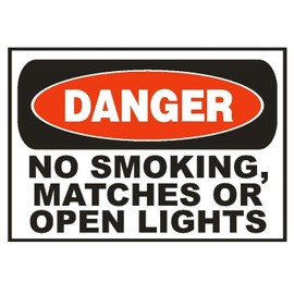 Generic Danger No Smoking Matches or Open Lights Sticker Safety Sticker D683