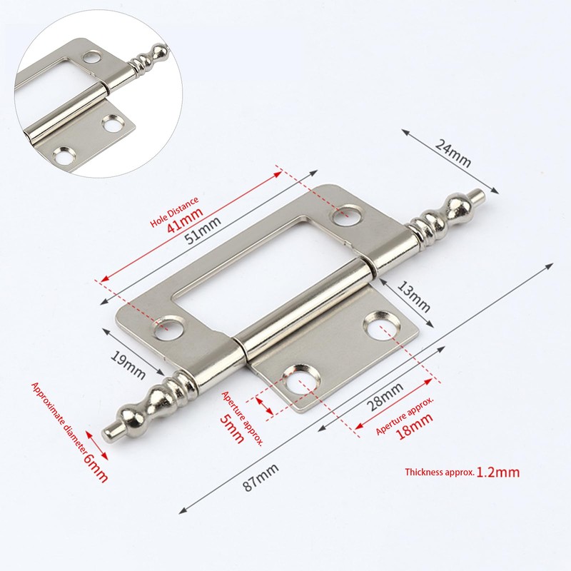 Leliafleury 4Pcs Flush Door Hinges 2 Inch Cabinet Mute Hinges