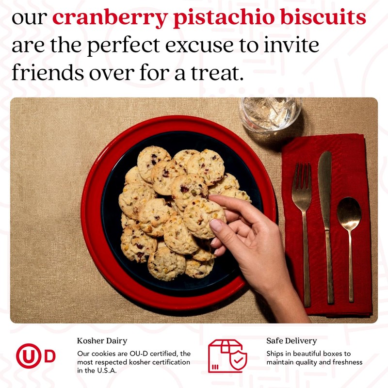 David's Cookies Cranberry Pistachio Biscuits Sweet Sampler Tin - Irresistible
