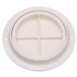 Seachoice White Pry-Up Deck Plate, Watertight, Up to 4-3/8 in. Diameter