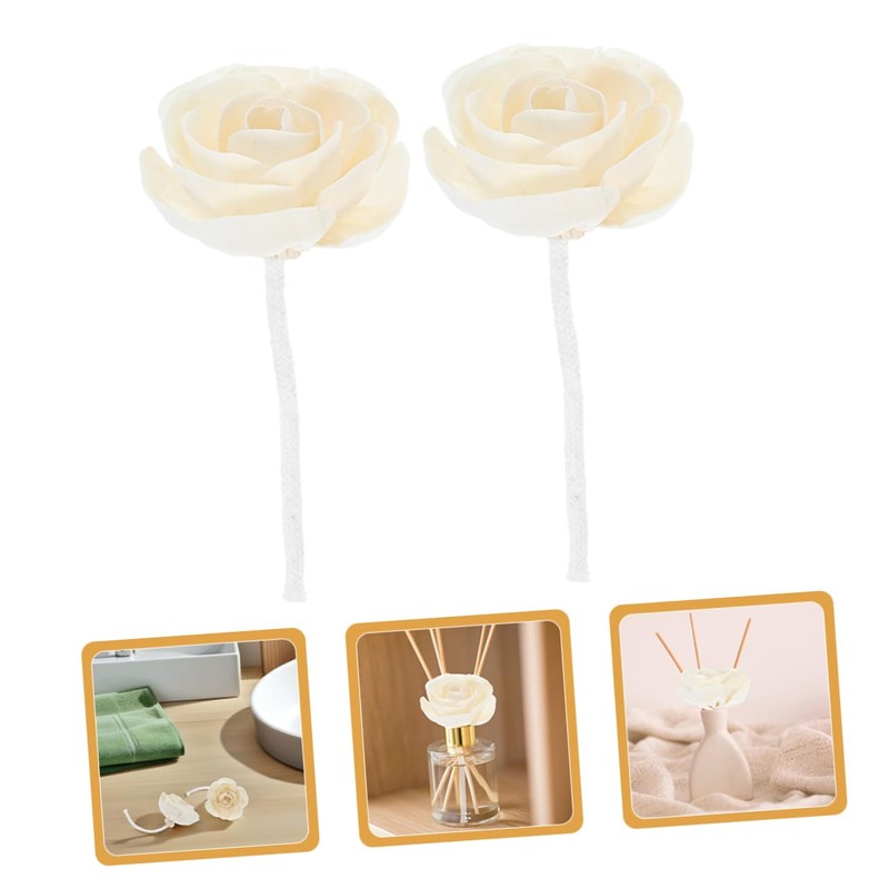 2pcs Camellia Flower Diffuser Sticks Elegant Fragrance Refills with Cotton