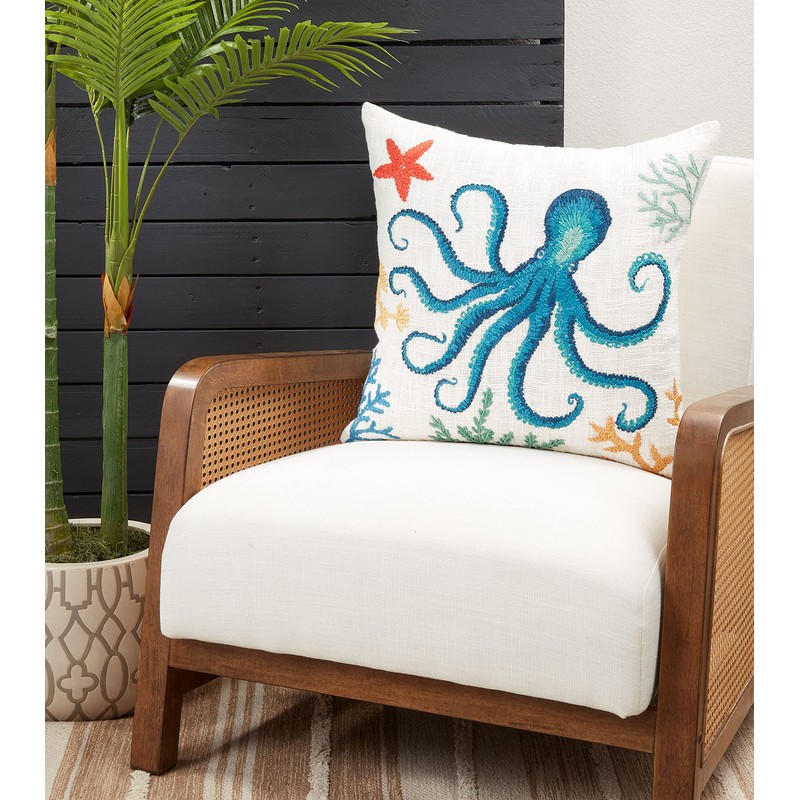 SARO LIFESTYLE Octopus Design Throw Pillow with Down Filling, Multi,