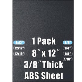 ABS Plastic Sheet 3/8 Inch Thick 8" x 12" (1-Pack),Two-Sided Heat Moldable Panel (Thermoplastic Textured Front & Smooth Back), Black Thermoform Board Great for DIY Projects, Decor, Handcrafts
