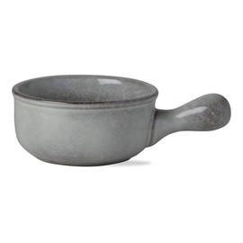 tag 4.8" Stinson Grey Round Bowl with Handle Oven Baker Stoneware Round Dishwasher Safe 12 oz. Grey