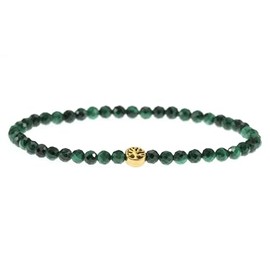 LAKADA Genuine Gemstone Bracelet with Faceted 4 mm Beads and Stainless Steel Tree of Life Healing Stone Protective Stone Bracelet Lucky Charm Talisman Gift, Gemstone, Faceted gemstone