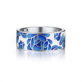 Santuzza Lotus Ring 925 Sterling Silver Enamel Flower Pattern Ring for Women (8)