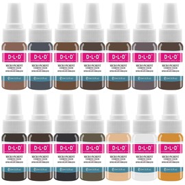 DLD Pigment Kit Eyebrow Tattoo Lip Embroidery Liquid Long Lasting Fast Colour Beauty Body Personal Care Makeup Tools Dynamic Embroidery Ink 14 Bottles Basic Tattoo Colour Kit