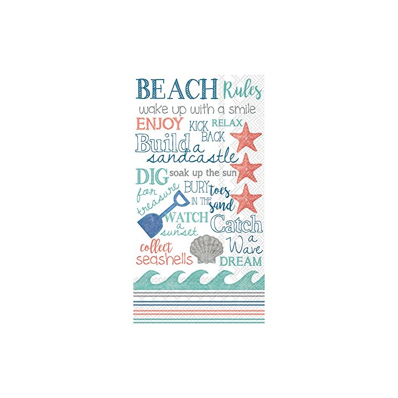 Celebrate the Home Beach-Themed 3-Ply Paper Guest/Buffet Napkins, Beach Rules,