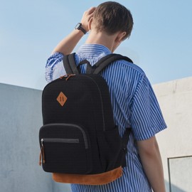 mygreen Corduroy School Backpack for Teens Girls & Boys, Vintage Lightweight 17.7" Laptop Bag with Padded Sleeve, Large Capacity Water-Resistant Bookbag for College, High School, and Daily Use Black