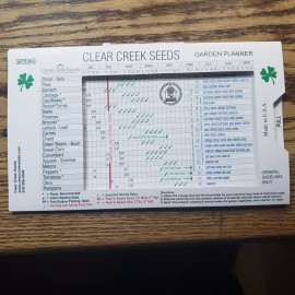 Clear Creek Seeds Clyde's Garden Vegetable Planner Slide Chart. Free Pack of Heirloom Seeds.