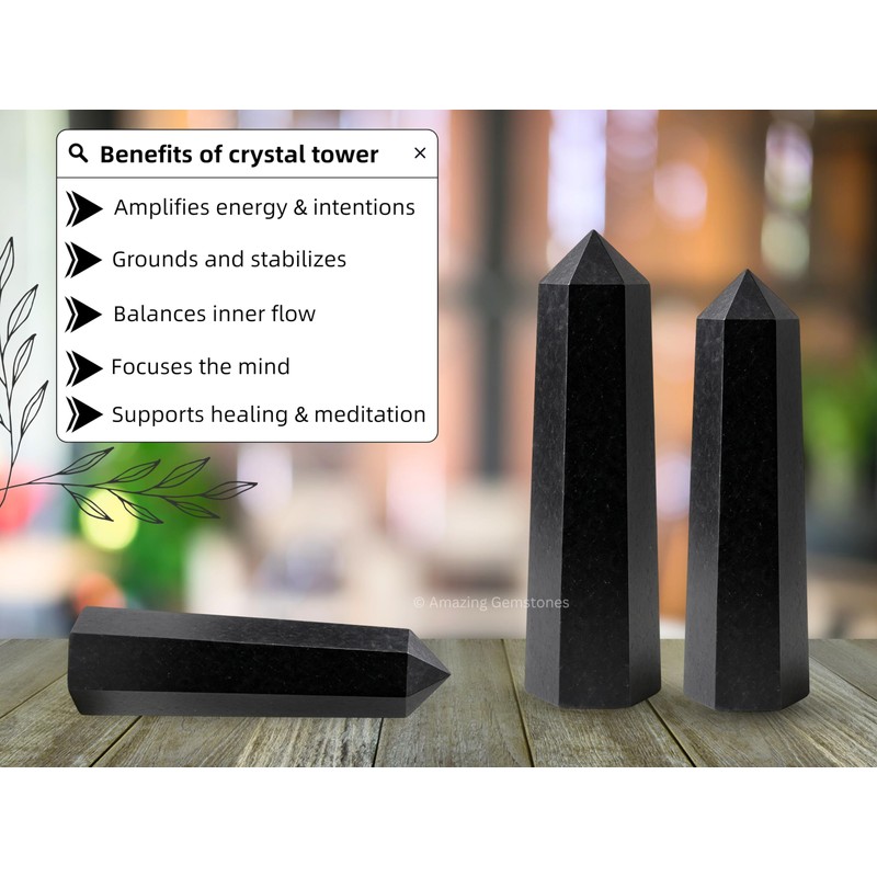 Amazing Gemstone Black Agate Crystal Towers, Natural Healing Crystal Point