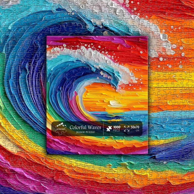 Impossible Puzzles for Adults 1000 Pieces, Colorful Ocean Wave Art