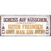 Blechschilder Bier Schild lustiger Spruch: “Scheiss AUF KÜSSCHEN .“ Deko Metallschild Türschild für Pub Theke oder Bar Geschenkidee für Deine Trink & Sauf Freunde 28x12 cm