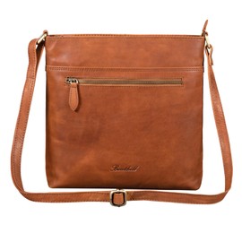 Benthill Women's Leather Shoulder Bag - Genuine Cowhide Leather - Handbag with Zip - Shoulder Bag / Leather Bag - Vintage Shopper, Colour: Brown