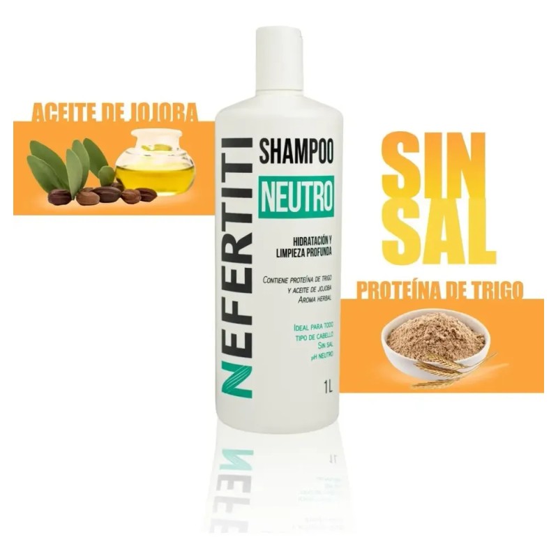 Shampoo Neutro Nefertiti Sin Sal + Limpieza Profunda 1000 Ml