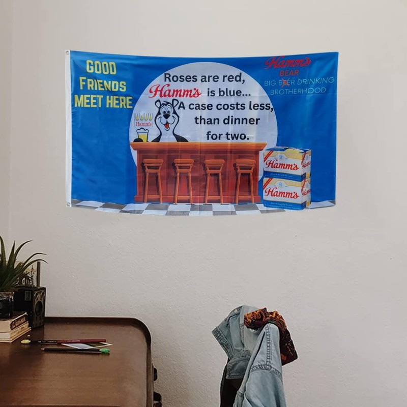 Cayyon Good Friends Meet Here Hamms Beer Flag Banner 3x5Feet