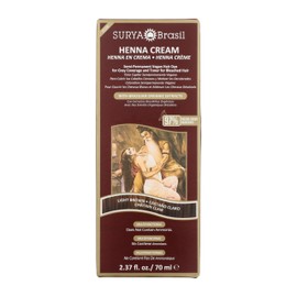 Surya Brasil Henna Cream Light Brown - 97% Natural Ingredients, Vegan, Cruelty-Free, Eco-Friendly, Semi-Permanent Hair Color, Deep Hydration & Shine, 2.37 oz