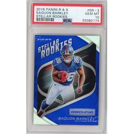 Graded 2018 Panini Rookies & Stars Saquon Barkley #SR-2 Stellar Rookies Rookie RC Football Card PSA 10 Gem Mint