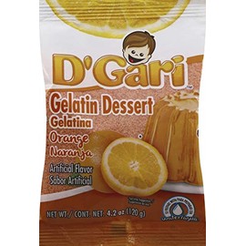 D GARI Gelatin Mix Regular Sugar Level Plastic Bag, 735257013151, Orange, 4.2 Ounce