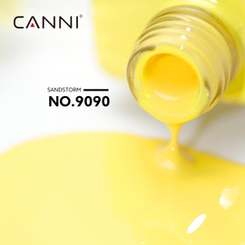 CANNI Bright Neon Yellow Gel Polish - Pastel Butter Yellow Color, High Gloss Soak Off U V Gel Nail Polish for French Nail Manicure Salon DIY