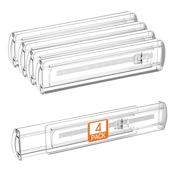 4 Pack Drawer Dividers for Clothes, 2.3" High 13"-21" Adjustable