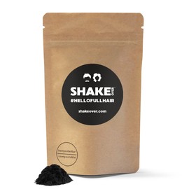 SHAKE OVER Vegan Hair for Hair Thickening, Zinc-Enriched Fibres, High-Quality Pouring Hair, Made in Europe (30 g (Refill), Black)