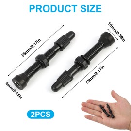 Tubeless Valve Tubeless Valve Stem Set Aluminium Alloy 40mm with Valve Core Removal Tool and Valve Caps, Suitable for Most Tubeless Bicycle Rims (Black, Pair)
