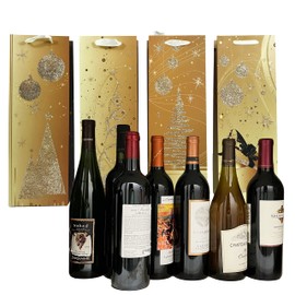 allgala Christmas Wine Gift Bags12-PC Premium Golden Christmas Printed Wine Gift Bags-Bottle-GP91000