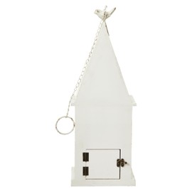 22.4" H Wooden Birdhouse, Hanging Bird Houses for Outside with Pole for Finch, Bluebird, Cardinals, Vintage Church Bird House Garden Patio, Distressed Wood Birdhouse Country Cottages