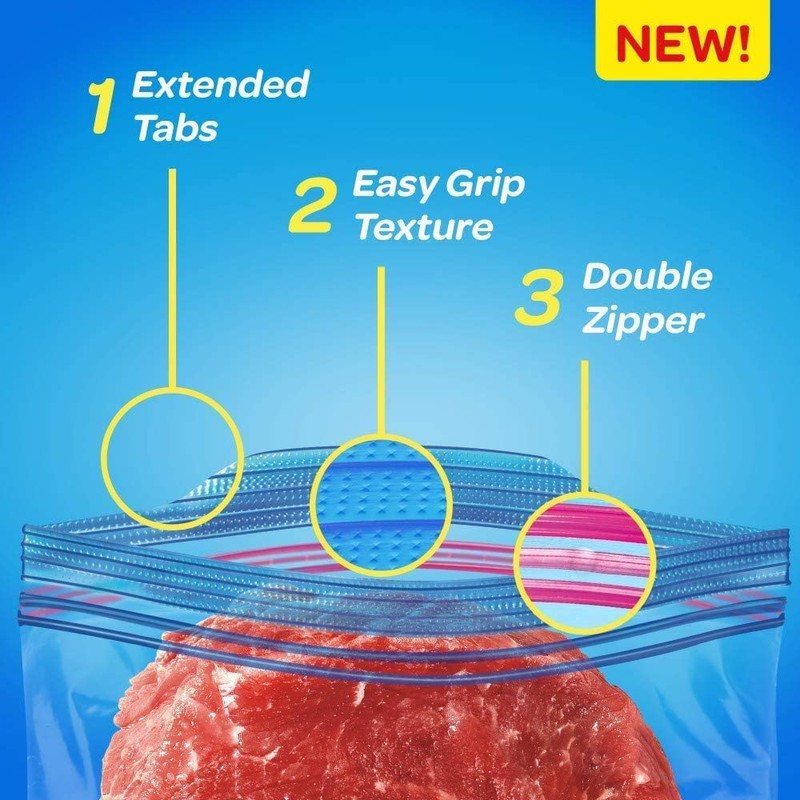 Ziploc Extra Large Food Storage Freezer Bags with Double Zipper