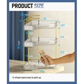 3-Tier Corner Bathroom Counter Organizer Makeup Cosmetic Storage, Tool-Free Installation Acrylic Vanity Shelf, Countertop Storage Organizers Perfume Tray for Bathroom, Dresser, Kitchen (Clear)