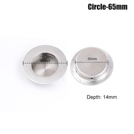 Edged Handle, Circular Embedded Door Handles, Brushed Stainless Steel Concealed Cabinet Drawer Handle for Cabinets/Wardrobes/Drawers, Concealed Hole, 65mm