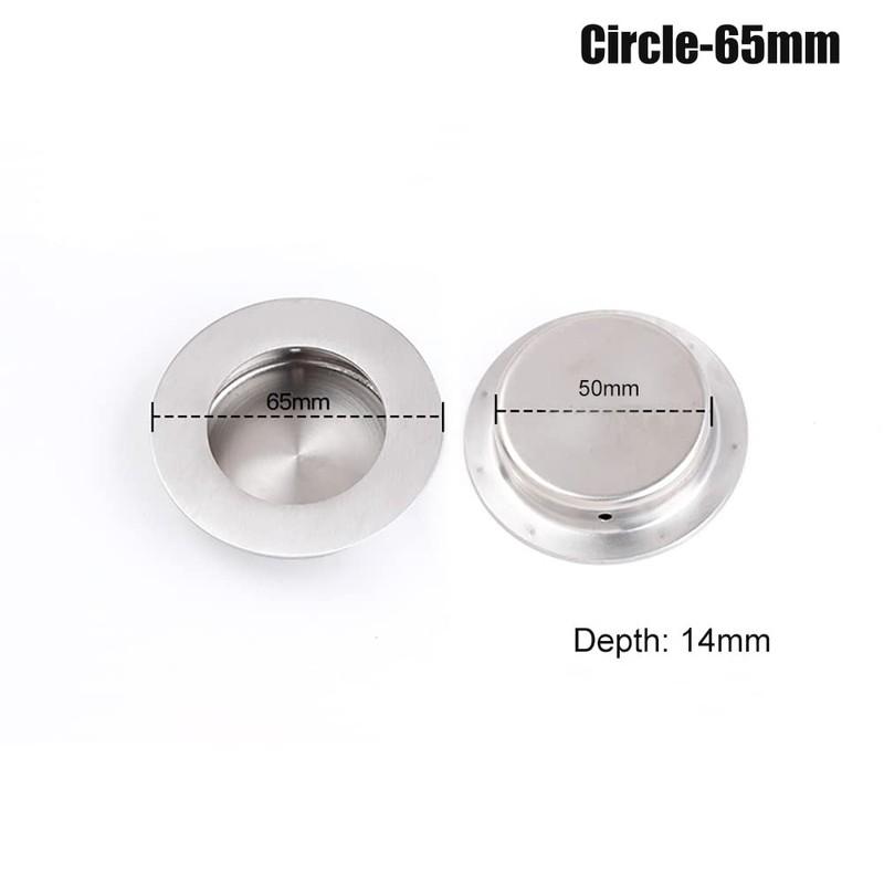 Edged Handle, Circular Embedded Door Handles, Brushed Stainless Steel Concealed