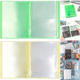 2 Pack Large Sticker Photo Storage Album, Stamp & Cutting Dies Storage Book Organizer Folder for Cards Storage DIY Scrapbooking Card Making Supplies 20 Pages 80 Pockets/Pack (Yellow + Green)