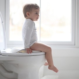 Ubbi Adjustable Toilet Trainer with Built-In Handles and Included Potty Hook for Easy Storage, Grey