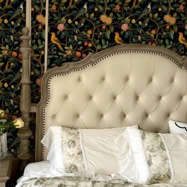 KDGHORMY Colorful Floral Animal Wallpaper Self Adhesive Peel and Stick Black Watercolor Vivid Botanical Bird Fruit Leaf Contact Paper Removable Waterproof for Bedroom Renter Friendly 17.71"x118.1"