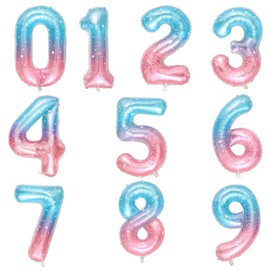 Number Balloons, Extra Large, 40 Inches, Approximately 39.4 inches (100 cm), Pink Blue, Balloons, Birthday, Birthday, Party, Celebration, Wedding, Anniversary, Coming of Age Ceremony, Graduation, New