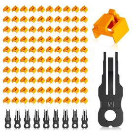 Natalink 100 Pcs RJ45 Port Lock with 10 Key, LockingR.45 PortDust Blocker, Rw45 Dust Cover Cap FemalePort Plugs Protector, Compatile RJ45 Port Devices, Orange
