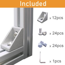QIJINTRID 12Sets 1010 Series Aluminum Extrusion Profile Connector,12pcs 1010 Corner Bracket,with 24pcs Sliding T Nuts and Screws for 1" x 1" Extruded Aluminum Rail Accessories