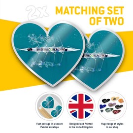 2 x Heart Stickers 7.5 cm - Rowing Boat Row Sailing Fun Fun Decals for Laptops,Tablets,Luggage,Scrap Booking,Fridges, #2074