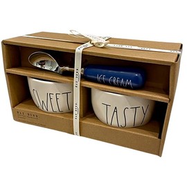 Rae Dunn Ice Cream bowl set TASTY SWEET Bowls With ICE CREAM Scoop