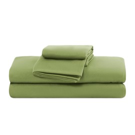 SLEEP ZONE Queen Sheets Set - 4 Piece Bedding - Jersey Knit Cooling Sheet Set - Soft and Fade Resistant - Easy Care - Deep Pocket (Queen,Green)