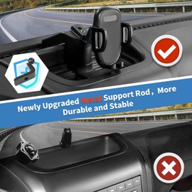 SQQP Multi-Mount Dash Phone Holder with Extension Arm Metal Rod for 2012-2018 Jeep Wrangler JK JKU, Phone Mount Storage Tray Cellphone System Kit