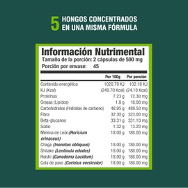 Adaptoheal Mezcla de Hongos Adaptógenos - Melena de Leon, Chaga, Reishi, Cola de Pavo - Ingredientes Naturales - Vegano, sin Gluten, sin OMG - 90 Cápsulas, 500 mg