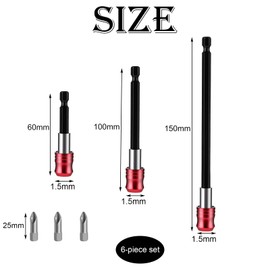 6 Piece Bit Holder for Impact Driver/Drill Bit Holder/Drill Bit Extension/Drill Extension Bit Holder/Impact Driver Bit Holder, HSS High-Speed Steel, Ideal for DIY and Professional Use